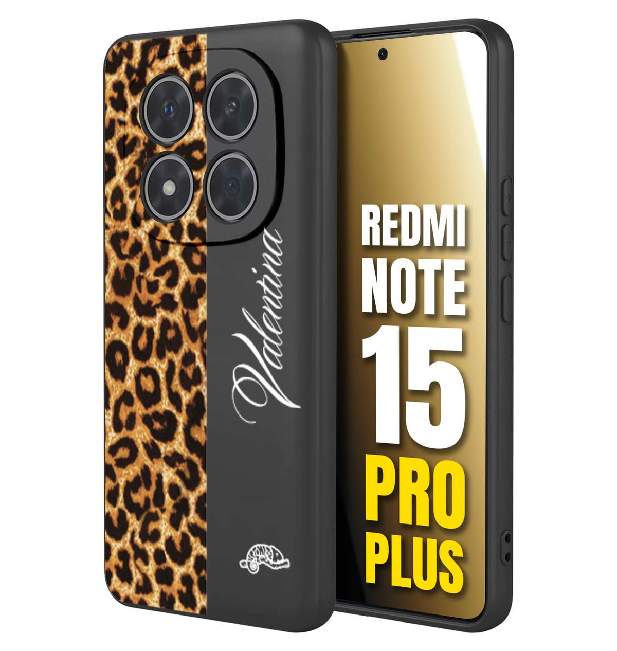 CUSTOMIZZA - Custodia cover nera morbida in tpu compatibile per Xiaomi Redmi Note 15 PRO PLUS custom nome scritta leopardato maculato donna marrone leopard