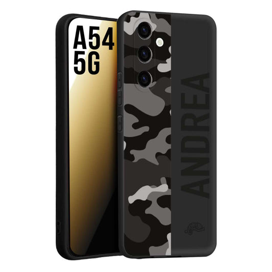 CUSTOMIZZA - Custodia cover nera morbida in tpu compatibile per Samsung A54 5G camouflage mimetico militare personalizzata nome