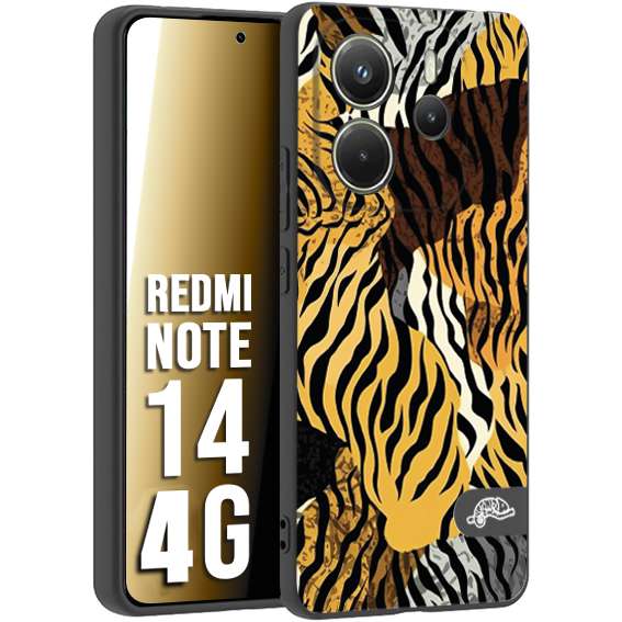 CUSTOMIZZA - Custodia cover nera morbida in tpu compatibile per Xiaomi Redmi Note 14 4G leopardato tigrato tiger colorata donna fashion estate