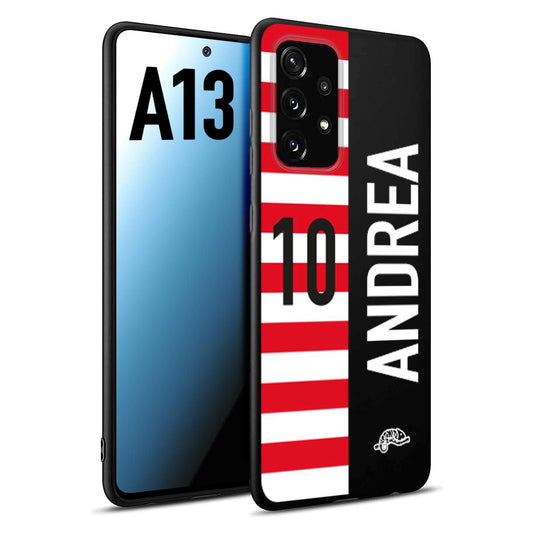 CUSTOMIZZA - Custodia cover nera morbida in tpu compatibile per Samsung A13 personalizzata calcio football nome e numero calciatori bianco rossa