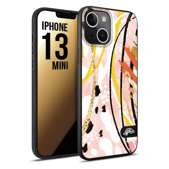 CUSTOMIZZA - Custodia cover nera morbida in tpu compatibile per iPhone 13 MINI fiori astratti donna zebrato leopardato fantasia dorata gialla rosa colorata