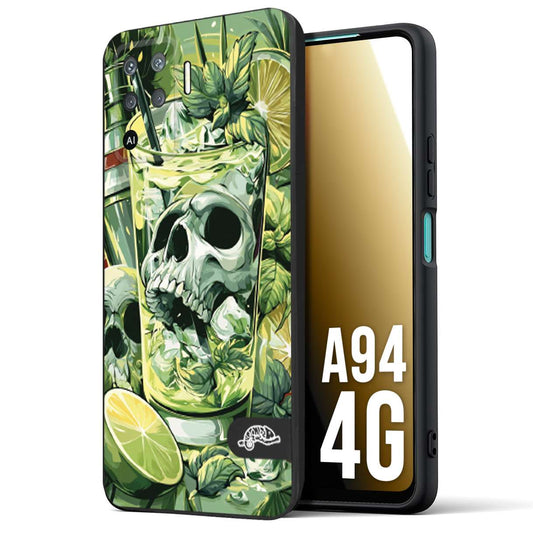 CUSTOMIZZA - Custodia cover nera morbida in tpu compatibile per Oppo A94 4G Mojito cocktail teschio illustrazione drink lime menta ghiacci tropicale street art
