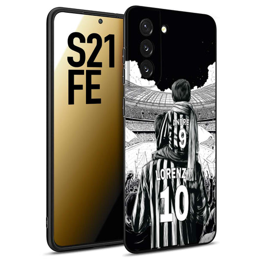 CUSTOMIZZA - Custodia cover nera morbida in tpu compatibile per Samsung S21 FE personalizzata calcio football nome e numero calciatori bianconeri bianca e nera