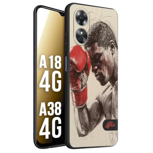 CUSTOMIZZA - Custodia cover nera morbida in tpu compatibile per Oppo A18 4G - A38 4G pugilato pugili disegno tattoo guantoni boxer pesi massimi