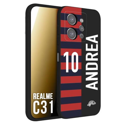 CUSTOMIZZA - Custodia cover nera morbida in tpu compatibile per Realme C31 personalizzata calcio football nome e numero calciatori rossoblu
