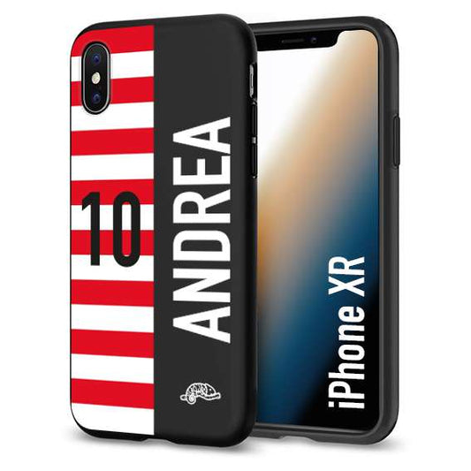 CUSTOMIZZA - Custodia cover nera morbida in tpu compatibile per iPhone Xr personalizzata calcio football nome e numero calciatori bianco rossa