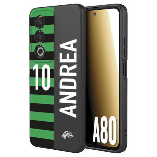 CUSTOMIZZA - Custodia cover nera morbida in tpu compatibile per Oppo A80 personalizzata calcio football nome e numero calciatori neroverde