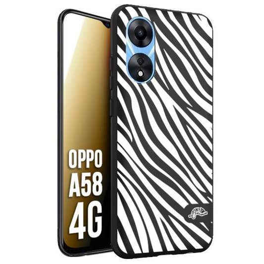 CUSTOMIZZA - Custodia cover nera morbida in tpu compatibile per Oppo A58 4G zebrata maculata a rilievo soft touch donna bianca