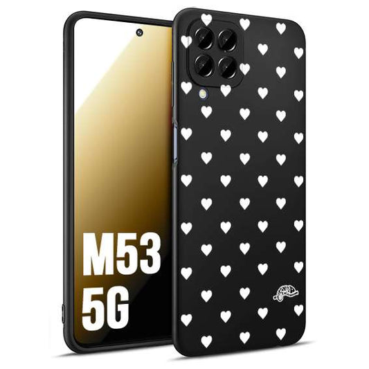 CUSTOMIZZA - Custodia cover nera morbida in tpu compatibile per Samsung M53 5G cuori pois bianchi donna pin up vintage