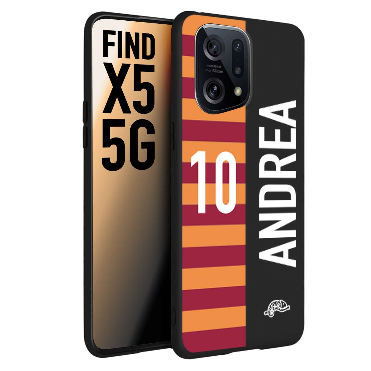 CUSTOMIZZA - Custodia cover nera morbida in tpu compatibile per Oppo Find X5 personalizzata calcio football nome e numero calciatori giallo rossi