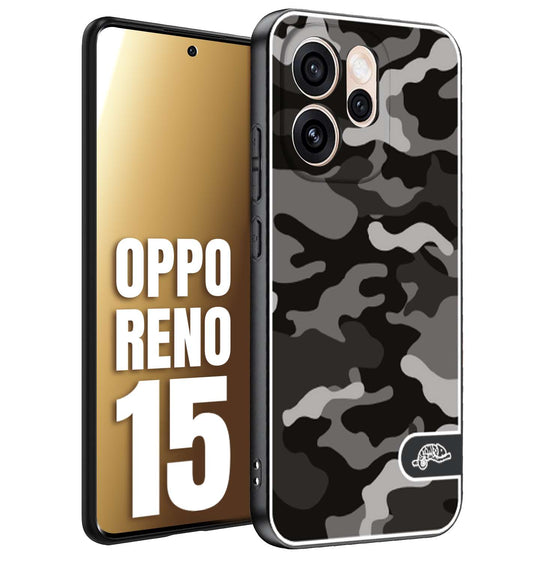 CUSTOMIZZA - Custodia cover nera morbida in tpu compatibile per Oppo Reno 15 camouflage mimetico militare nero black grigio