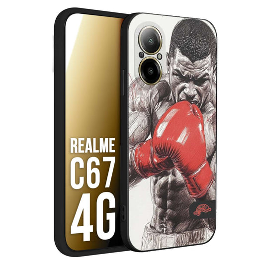 CUSTOMIZZA - Custodia cover nera morbida in tpu compatibile per Realme C67 4G pugilato pugili disegno tattoo guantoni box pesi massimi gancio