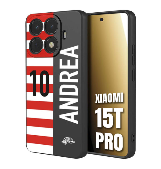 CUSTOMIZZA - Custodia cover nera morbida in tpu compatibile per Xiaomi 15T PRO personalizzata calcio football nome e numero calciatori bianco rossa