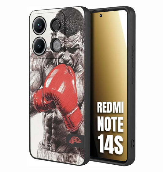 CUSTOMIZZA - Custodia cover nera morbida in tpu compatibile per Xiaomi Redmi Note 14S pugilato pugili disegno tattoo guantoni box pesi massimi gancio
