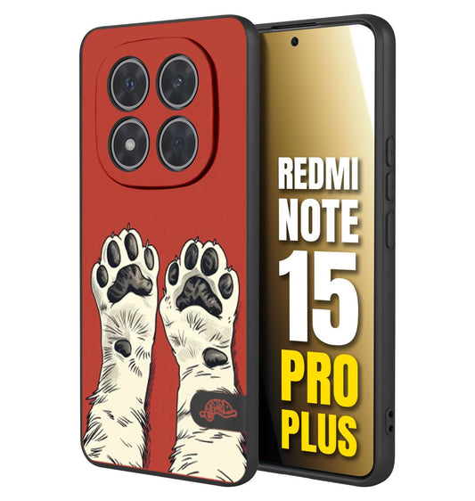 CUSTOMIZZA - Custodia cover nera morbida in tpu compatibile per Xiaomi Redmi Note 15 PRO PLUS zampe di gatto cat paws rossa red disegnata fumetto cartoon