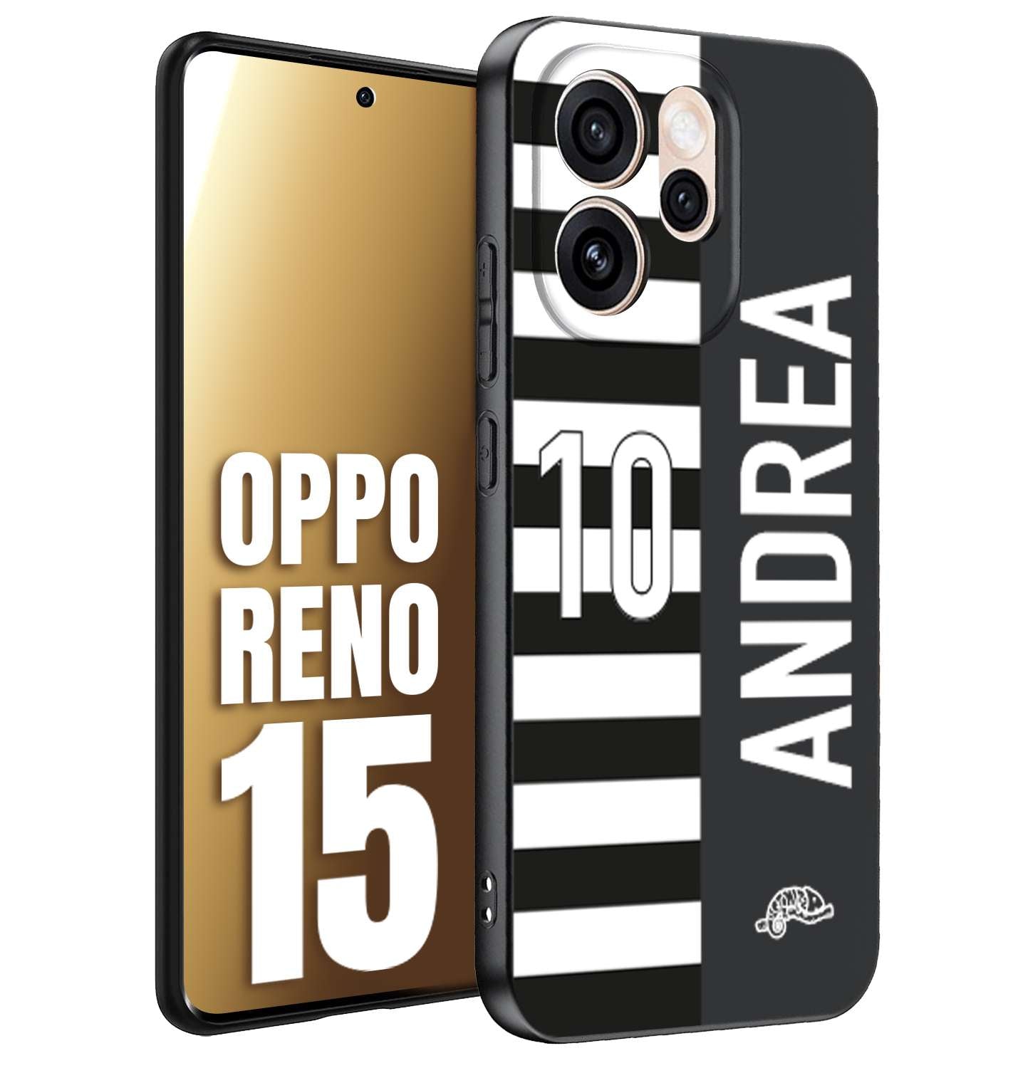 CUSTOMIZZA - Custodia cover nera morbida in tpu compatibile per Oppo Reno 15 personalizzata calcio football nome e numero calciatori bianconera