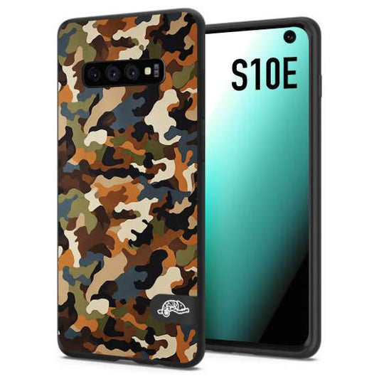 CUSTOMIZZA - Custodia cover nera morbida in tpu compatibile per Samsung S10E camouflage mimetico militare moderno blu marrone beige