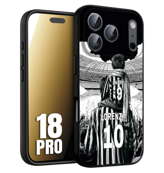 CUSTOMIZZA - Custodia cover nera morbida in tpu compatibile per iPhone 18 PRO personalizzata calcio football nome e numero calciatori bianconeri bianca e nera