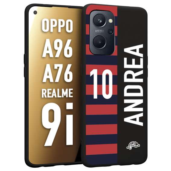 CUSTOMIZZA - Custodia cover nera morbida in tpu compatibile per Realme 9i - A96 - A76 personalizzata calcio football nome e numero calciatori rossoblu
