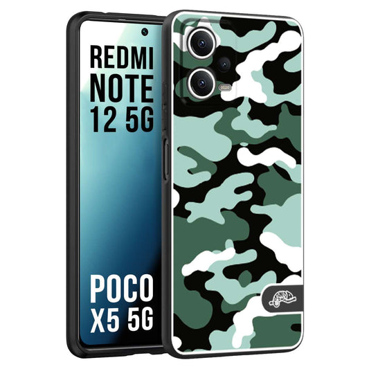 CUSTOMIZZA - Custodia cover nera morbida in tpu compatibile per Xiaomi Redmi Note 12 5G - POCO X5 5G camouflage mimetico militare verde green