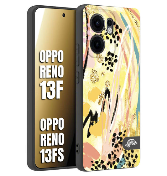 CUSTOMIZZA - Custodia cover nera morbida in tpu compatibile per Oppo Reno 13 F astratti donna flower fantasia estate gialla rosa leopardata