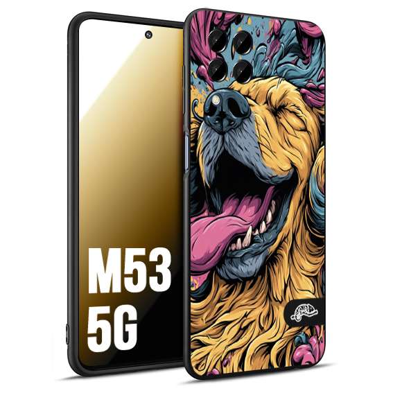 CUSTOMIZZA - Custodia cover nera morbida in tpu compatibile per Samsung M53 5G Golden Retriever illustrazione cane pop art cane street art cartone animato