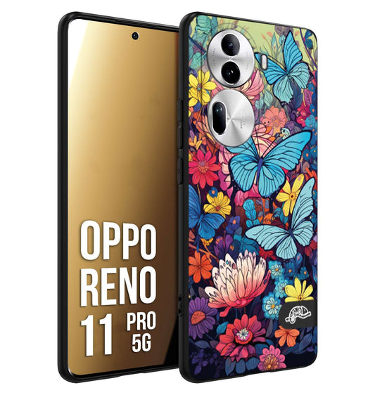 CUSTOMIZZA - Custodia cover nera morbida in tpu compatibile per Oppo Reno 6 5G farfalle butterfly moderno donna disegnate gialla blu rosa