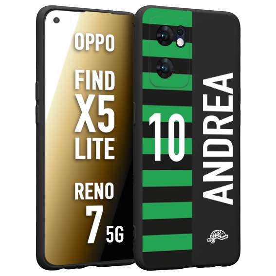 CUSTOMIZZA - Custodia cover nera morbida in tpu compatibile per Oppo Reno 7 - Find X5 LITE personalizzata calcio football nome e numero calciatori neroverde