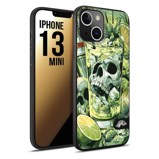 CUSTOMIZZA - Custodia cover nera morbida in tpu compatibile per iPhone 13 MINI Mojito cocktail teschio illustrazione drink lime menta ghiacci tropicale street art