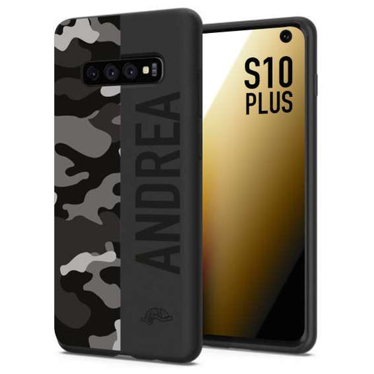 CUSTOMIZZA - Custodia cover nera morbida in tpu compatibile per Samsung S10 PLUS camouflage mimetico militare personalizzata nome