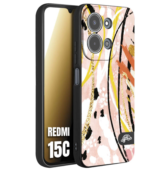 CUSTOMIZZA - Custodia cover nera morbida in tpu compatibile per Xiaomi Redmi 15C fiori astratti donna zebrato leopardato fantasia dorata gialla rosa colorata