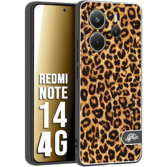 CUSTOMIZZA - Custodia cover nera morbida in tpu compatibile per Xiaomi Redmi Note 14 4G leopardato maculato donna marrone leopard brown
