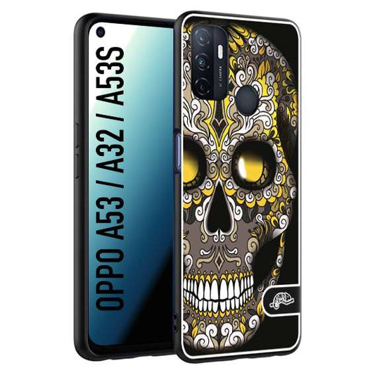 CUSTOMIZZA - Custodia cover nera morbida in tpu compatibile per Oppo A53 - A32 - A53S effetto marmo marble verde green venature dorato pietra