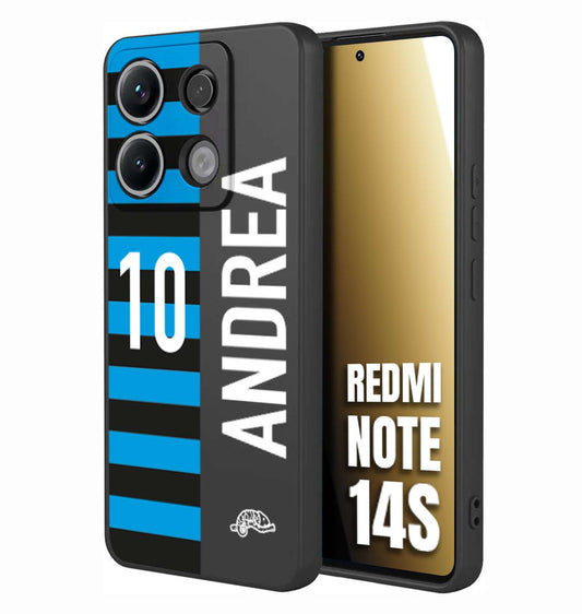 CUSTOMIZZA - Custodia cover nera morbida in tpu compatibile per Xiaomi Redmi Note 14S personalizzata calcio football nome e numero calciatori nerazzurra