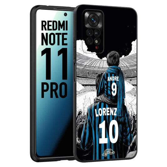 CUSTOMIZZA - Custodia cover nera morbida in tpu compatibile per Xiaomi Redmi Note 11 PRO personalizzata calcio football padre e figlio calciatori nerazzurra