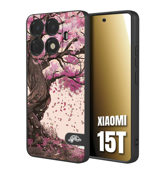 CUSTOMIZZA - Custodia cover nera morbida in tpu compatibile per Xiaomi 15T giapponese colori morbidi fiori di ciliegio rosa disegnata