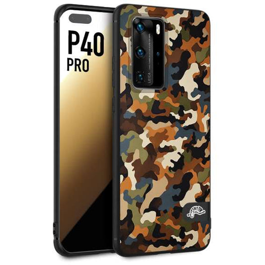 CUSTOMIZZA - Custodia cover nera morbida in tpu compatibile per Huawei P40 PRO camouflage mimetico militare moderno blu marrone beige