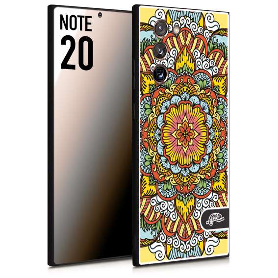 CUSTOMIZZA - Custodia cover nera morbida in tpu compatibile per Samsung NOTE 20 mandala colorato fiore nuvole arancione