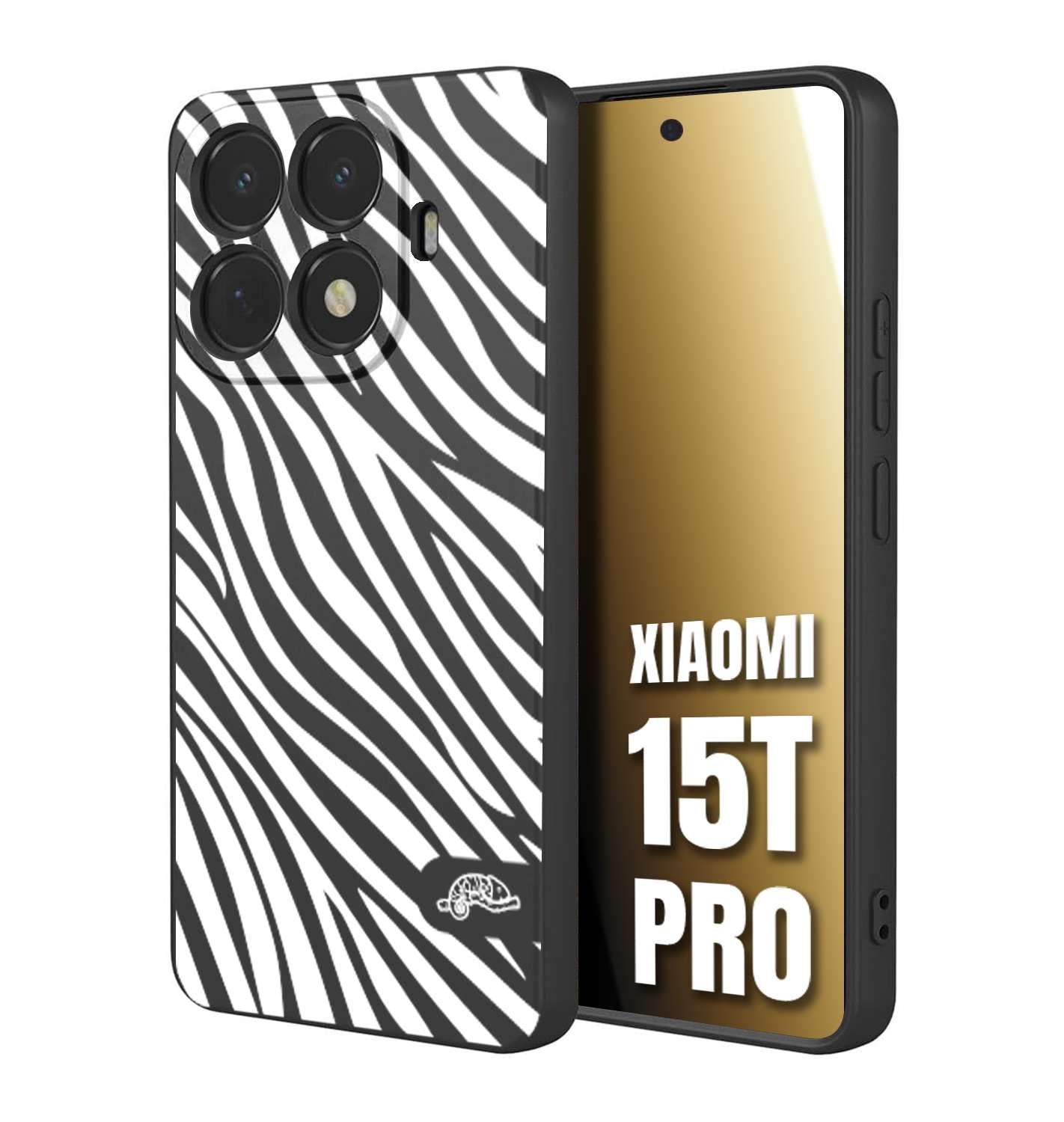 CUSTOMIZZA - Custodia cover nera morbida in tpu compatibile per Xiaomi 15T PRO zebrata maculata a rilievo soft touch donna bianca