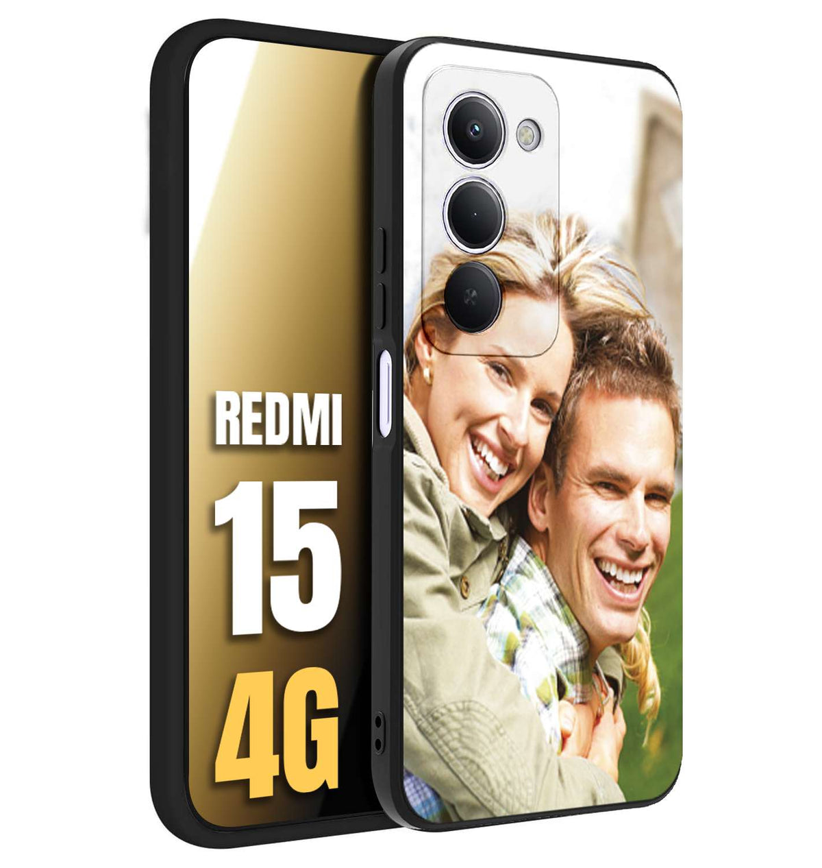 CUSTOMIZZA - Custodia cover nera morbida in tpu compatibile per Xiaomi Redmi 15 4G personalizzata con foto immagine scritta a piacere