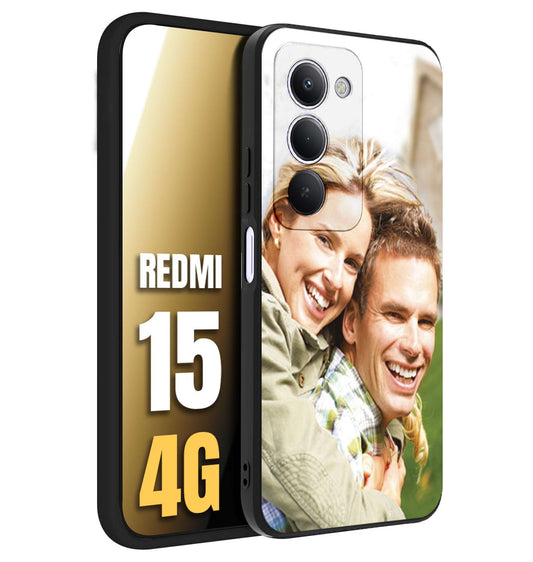 CUSTOMIZZA - Custodia cover nera morbida in tpu compatibile per Xiaomi Redmi 15 4G personalizzata con foto immagine scritta a piacere