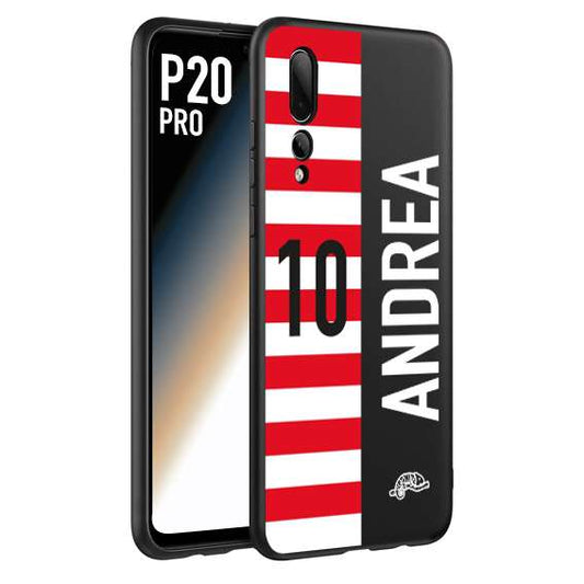 CUSTOMIZZA - Custodia cover nera morbida in tpu compatibile per Huawei P20 PRO personalizzata calcio football nome e numero calciatori bianco rossa