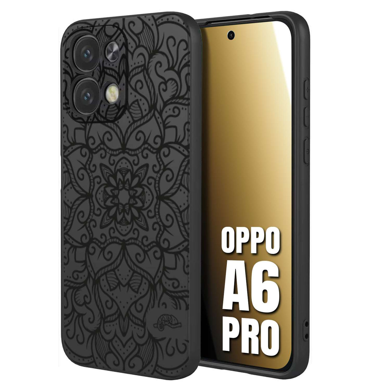CUSTOMIZZA - Custodia cover nera morbida in tpu compatibile per Oppo A6 PRO mandala nero fiore vedo non vedo donna