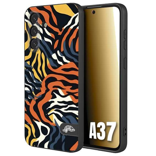 CUSTOMIZZA - Custodia cover nera morbida in tpu compatibile per Samsung A37 leopardato maculato tigrato tiger colorata gialla blu arancio