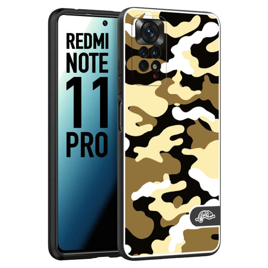 CUSTOMIZZA - Custodia cover nera morbida in tpu compatibile per Xiaomi Redmi Note 11 PRO camouflage mimetico militare giallo desert brown