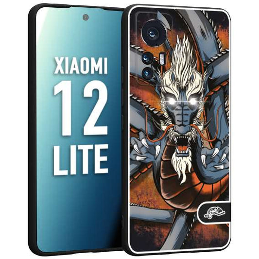 CUSTOMIZZA - Custodia cover nera morbida in tpu compatibile per Xiaomi 12 LITE drago giapponese tattoo japan dragon