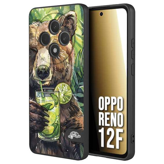 CUSTOMIZZA - Custodia cover nera morbida in tpu compatibile per Oppo Reno 12F fiori estate disegnata cocktails animali simpatici orso bear negroni