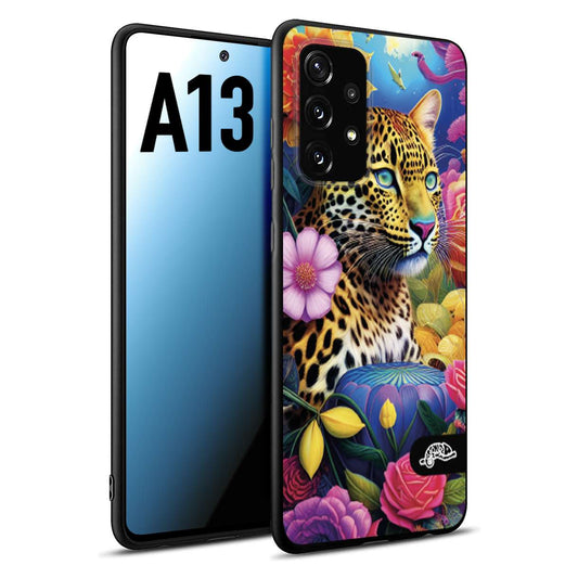 CUSTOMIZZA - Custodia cover nera morbida in tpu compatibile per Samsung A13 astratti donna flower fantasia leopardo ghepardo animali colorati