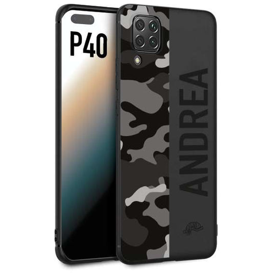 CUSTOMIZZA - Custodia cover nera morbida in tpu compatibile per Huawei P40 camouflage mimetico militare personalizzata nome