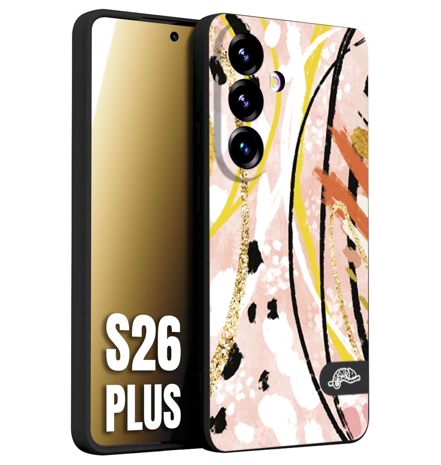 CUSTOMIZZA - Custodia cover nera morbida in tpu compatibile per Samsung S26 PLUS fiori astratti donna zebrato leopardato fantasia dorata gialla rosa colorata